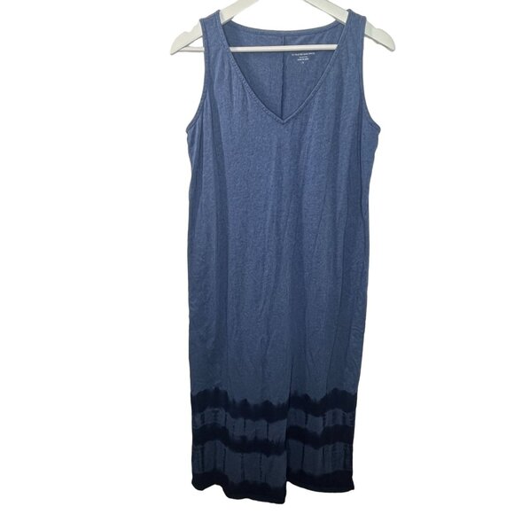 J Jill Pure Jill Blue Tie Dye Maxi Dress Small Cotton Sleeveless - Picture 1 of 11